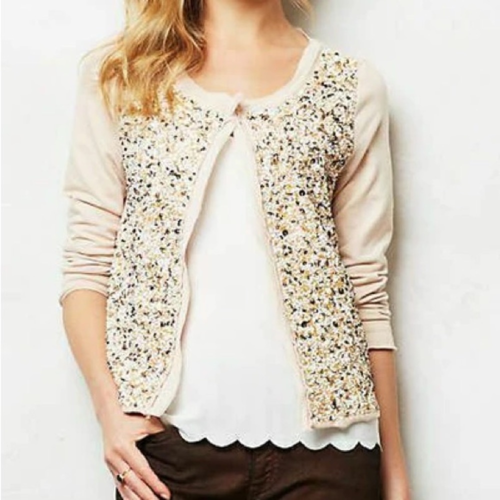 Anthropologie Postmark Women's Paillette Cardigan Size S